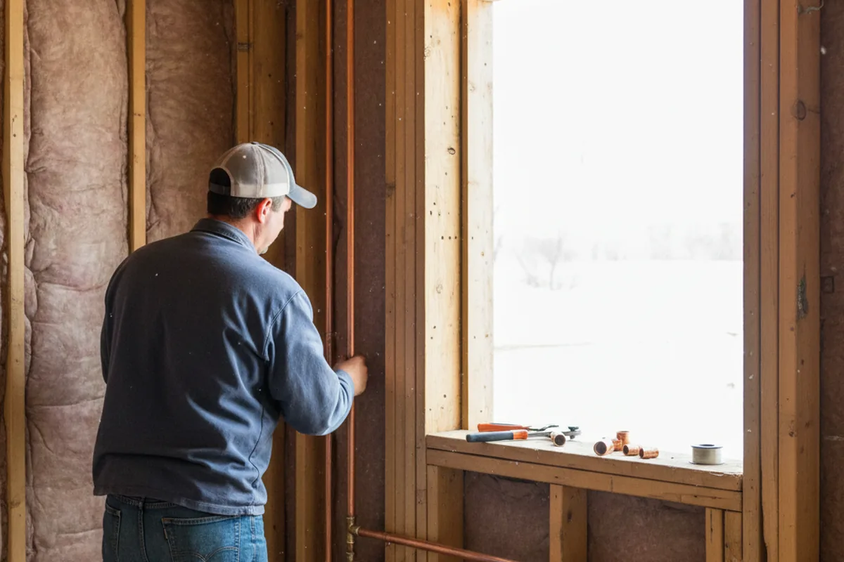 Licensed plumber running new copper supply lines in a Stanville home