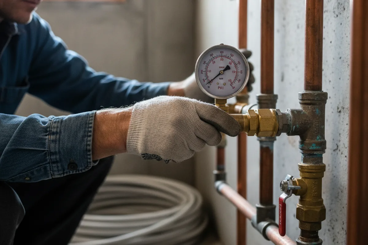 Pressure testing a repaired line during Water Line Repair in Stanville